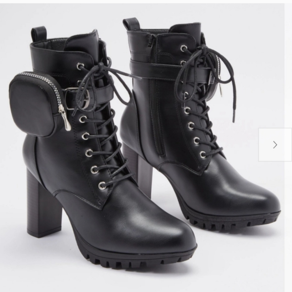 Platform Ankle Boots with Pocket